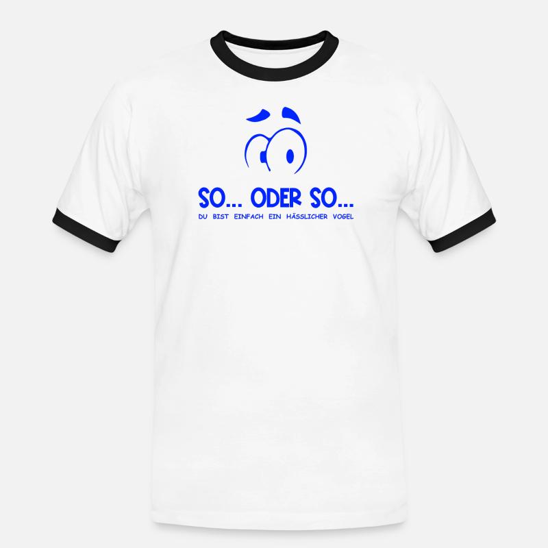 So...Oder So: Hässlicher Vogel - Blau - Männer Kontrast-T-Shirt - Weiß/Schwarz