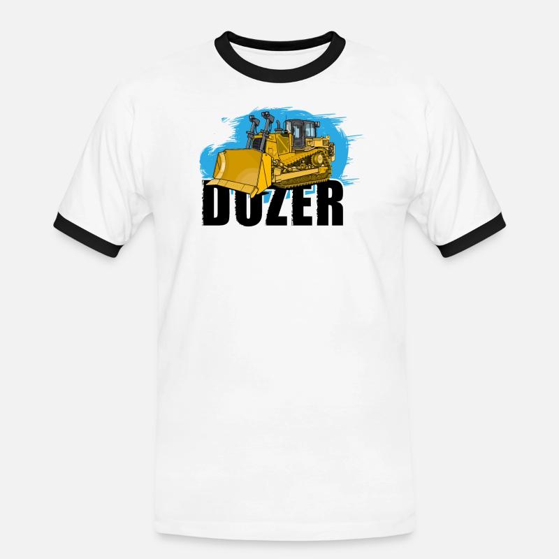 Bulldozer oder Planierraupe - Männer Kontrast-T-Shirt - Weiß/Schwarz
