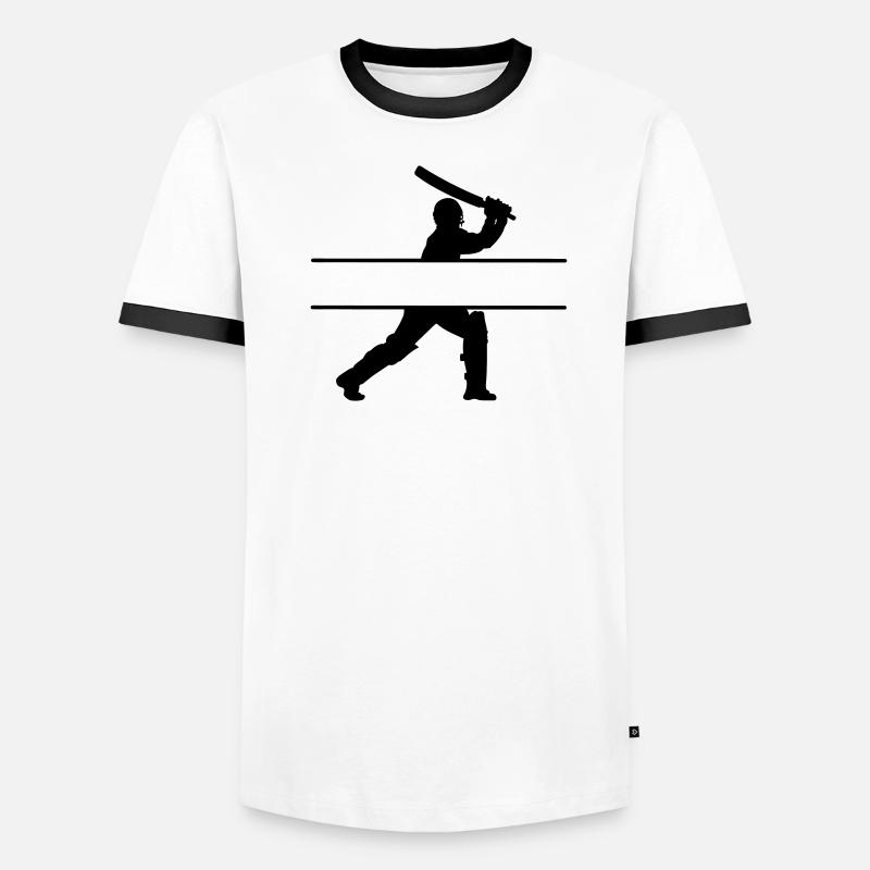 Cricket Eigenname Banner - Männer Kontrast-T-Shirt - Weiß/Schwarz