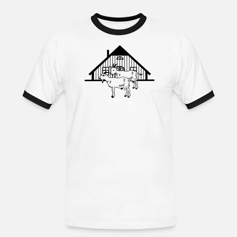 Ziegenfarm oder Stall - Männer Kontrast-T-Shirt - Weiß/Schwarz