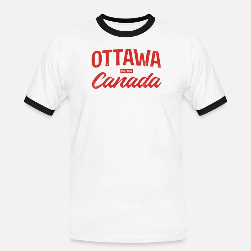 Ottawa Kanada Retro Script Rot - Männer Kontrast-T-Shirt - Weiß/Schwarz
