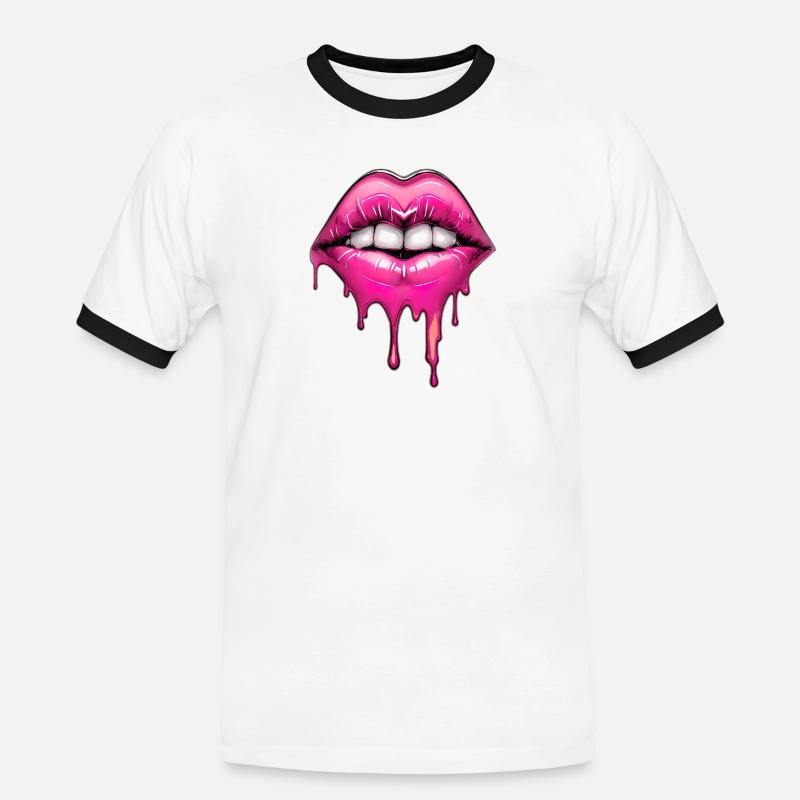 Lips - Men's Ringer Shirt - white/black