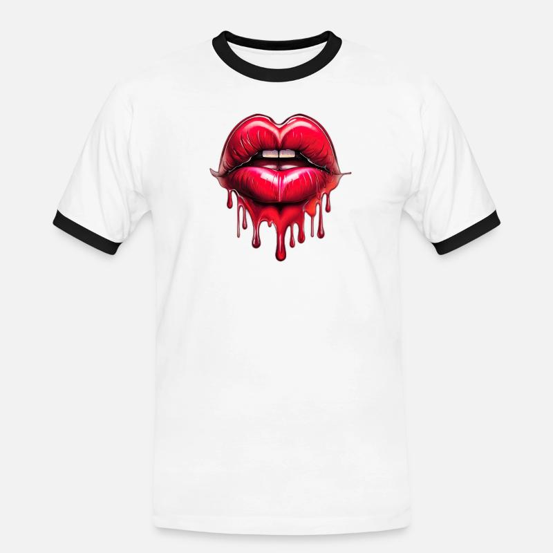Lips - Men's Ringer Shirt - white/black