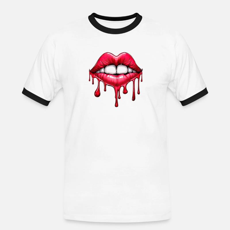 Lips - Men's Ringer Shirt - white/black