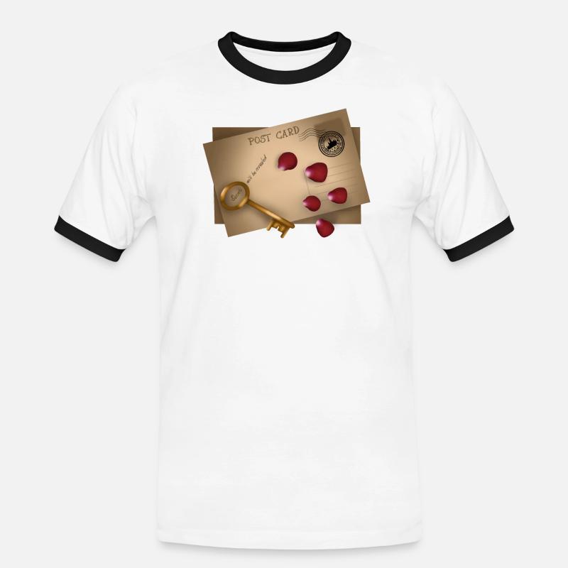 Post Card: Secrets will be released - Männer Kontrast-T-Shirt - Weiß/Schwarz
