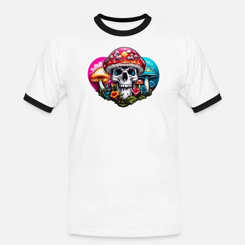 Skull Toadstool - Men's Ringer Shirt - white/black