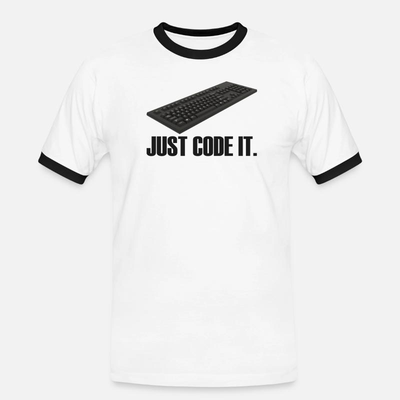 Just Code it - Men's Ringer Shirt - white/black