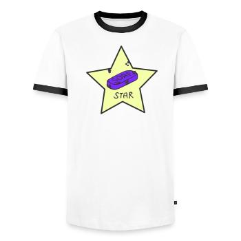 Étoile de savon - T-shirt contrasté Homme - blanc/noir - Devant - AI Model Female 172 light (172cm) & AI Model Male 178 dark (178cm)