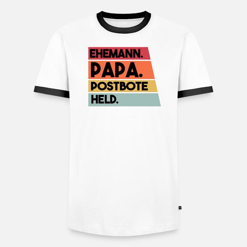 Ehemann Papa Beruf Postbote Held - Männer Kontrast-T-Shirt - Weiß/Schwarz