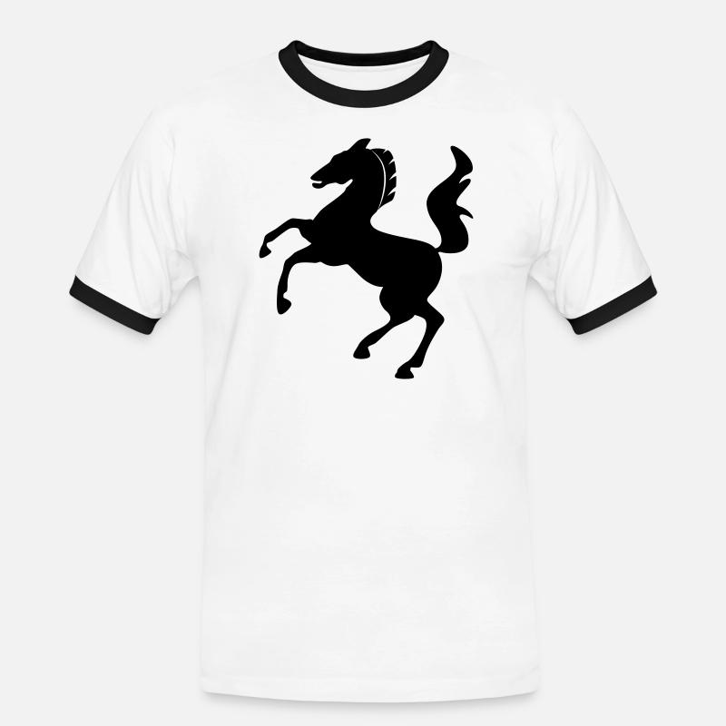 Pferd Symbol dynamisch springend - Männer Kontrast-T-Shirt - Weiß/Schwarz