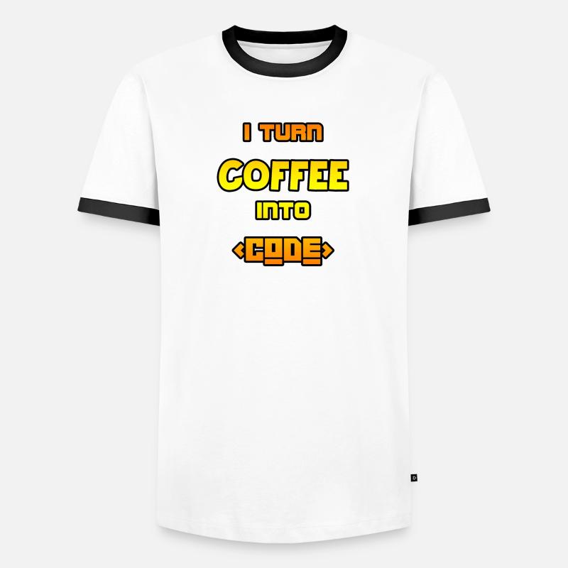 Ich verwandle Kaffee in Code - Männer Kontrast-T-Shirt - Weiß/Schwarz