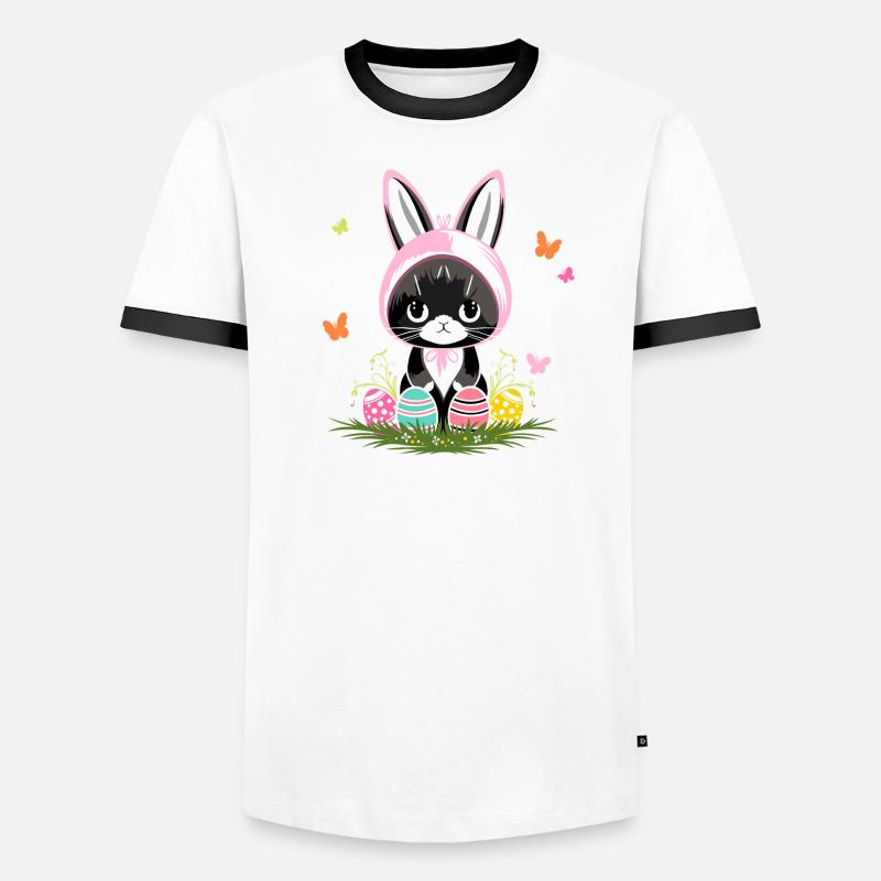 Easter Cat Easter Eggs Bunny Costume - Men's Ringer Shirt - white/black
