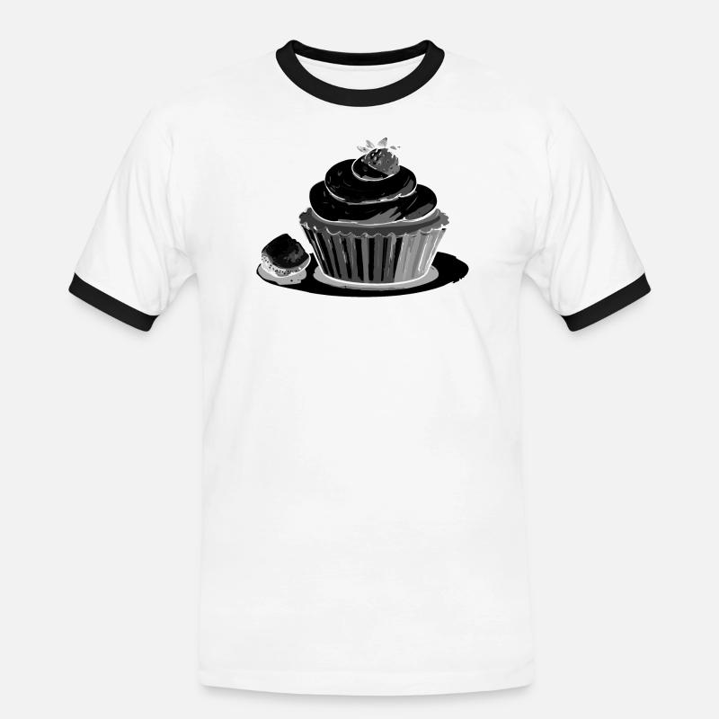 Cupcake Strawberry - Men's Ringer Shirt - white/black