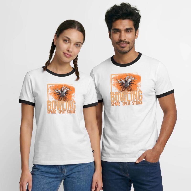 Bowling - Spare - Split - Strike Männer Kontrast-T-Shirt