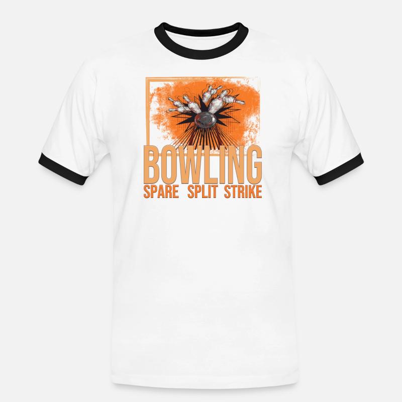 Bowling - Spare - Split - Strike - Männer Kontrast-T-Shirt - Weiß/Schwarz