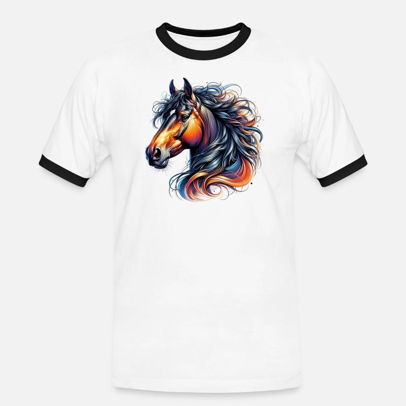 Pferd - Männer Kontrast-T-Shirt - Weiß/Schwarz