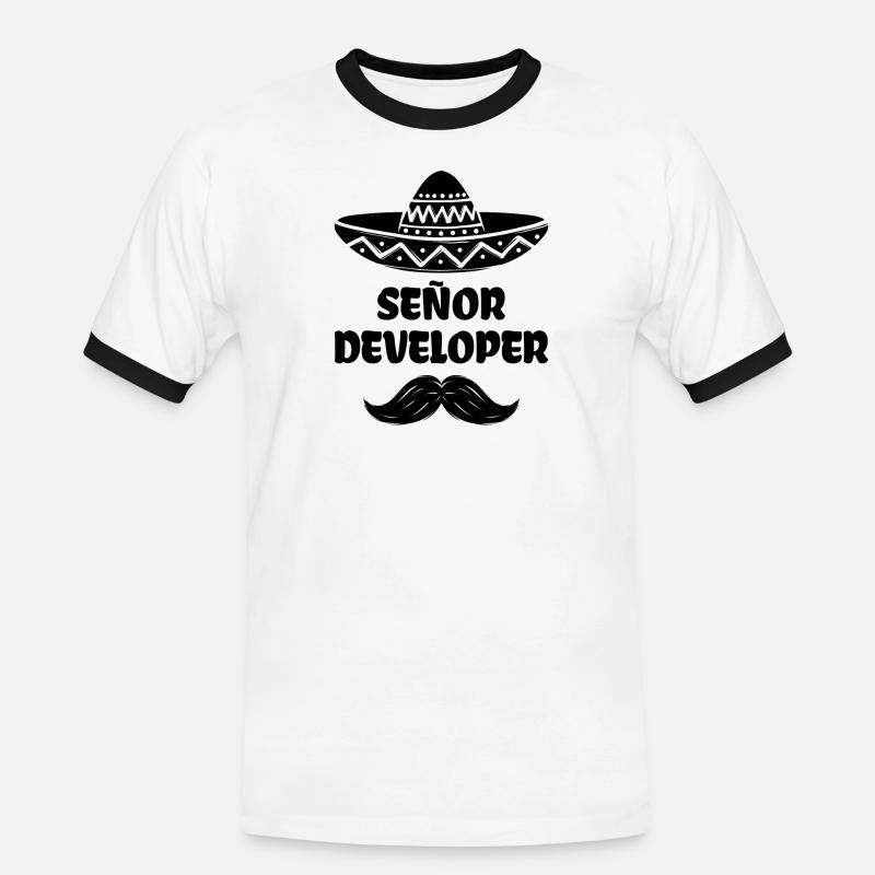 Developer Statement Scripting Dev Computergeek - Men's Ringer Shirt - white/black