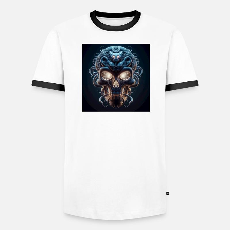 Schädel verschmolzen mit Snake 3D - Männer Kontrast-T-Shirt - Weiß/Schwarz