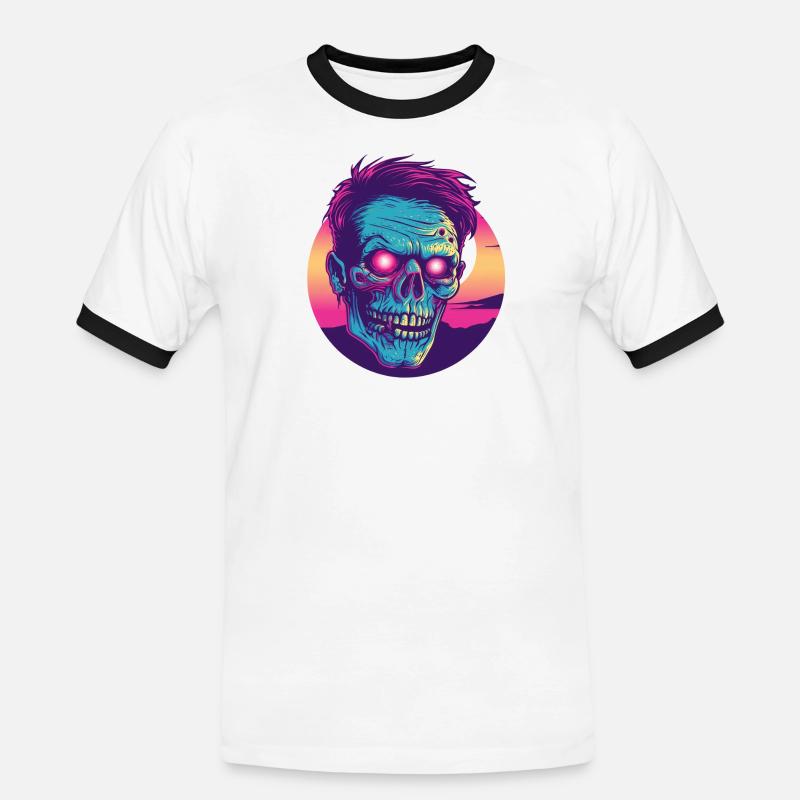 Zombie-Synthwave 2 - Männer Kontrast-T-Shirt - Weiß/Schwarz