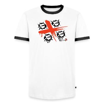 4 Spray Mori - T-shirt contrasté Homme - blanc/noir - Devant - AI Model Female 172 light (172cm) & AI Model Male 178 dark (178cm)