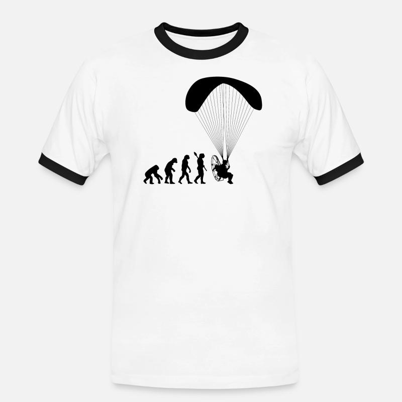 Paramotoring Human Evolution Funny - Men's Ringer Shirt - white/black
