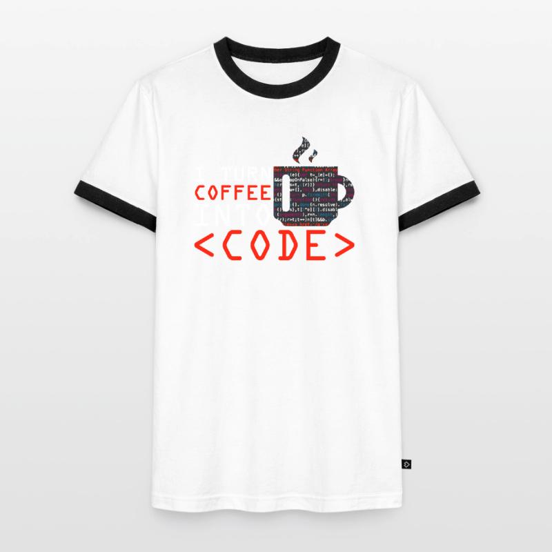 Aus Kaffee Code generieren Programmierer Männer Kontrast-T-Shirt