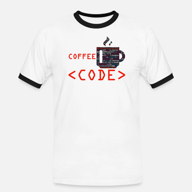 Programmers generate code from coffee - Men's Ringer Shirt - white/black