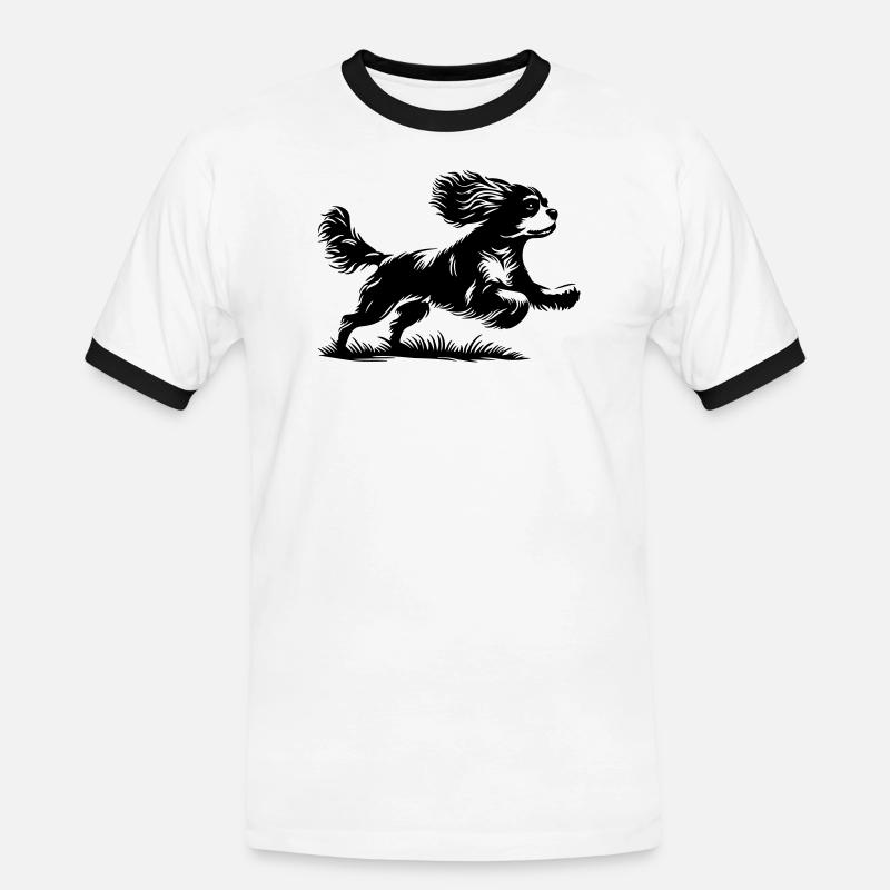 Cavalier King Charles Spaniel - Männer Kontrast-T-Shirt - Weiß/Schwarz