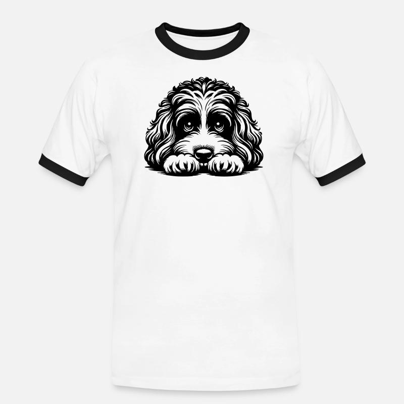 Cavapoo Kopf mit Pfoten - Männer Kontrast-T-Shirt - Weiß/Schwarz
