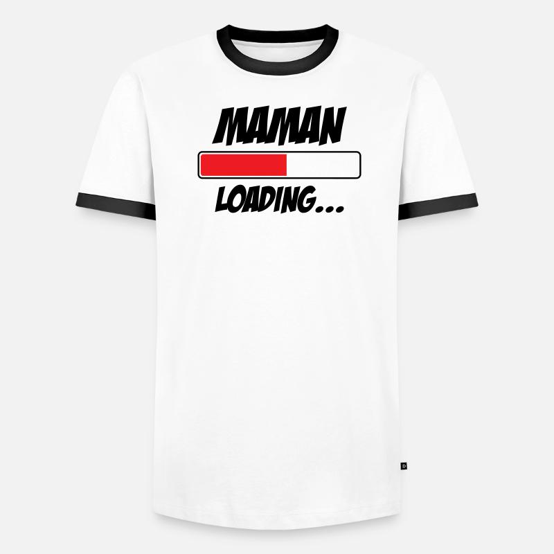 Mama lädt... Bitte warten - Werdende Mutter - Männer Kontrast-T-Shirt - Weiß/Schwarz
