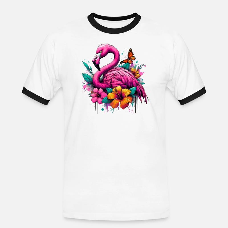Flamingo - Men's Ringer Shirt - white/black