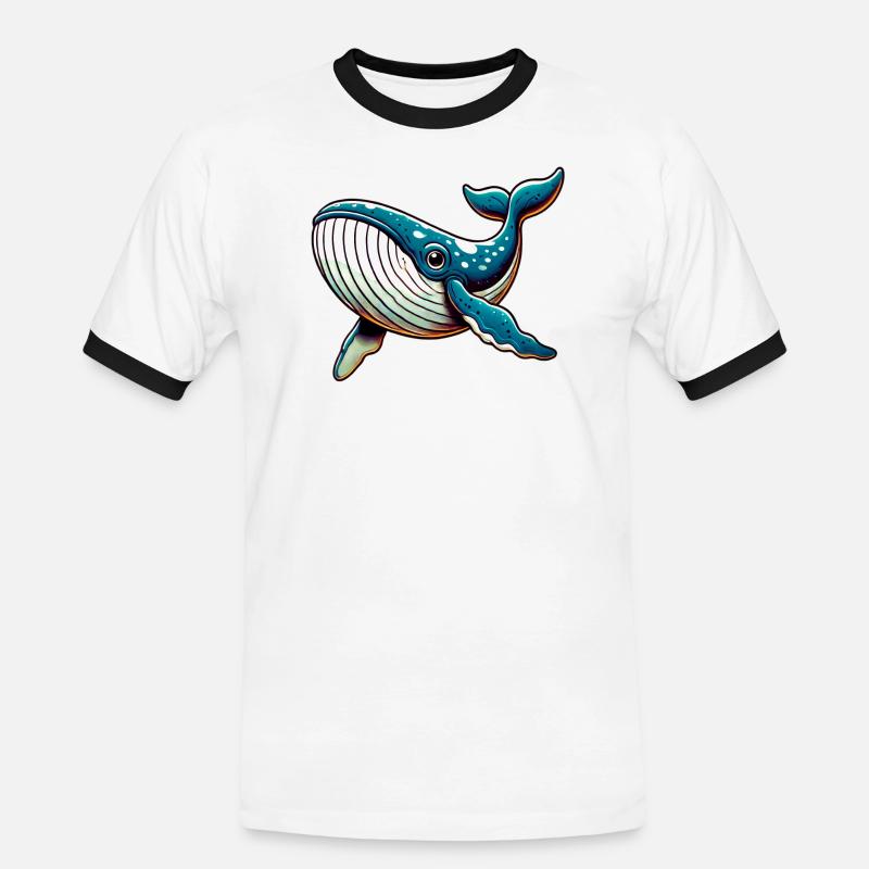 Whale - Men's Ringer Shirt - white/black