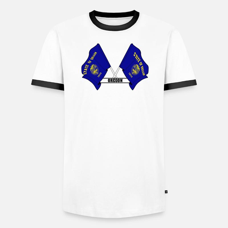 Two flags text OREGON - Men's Ringer Shirt - white/black