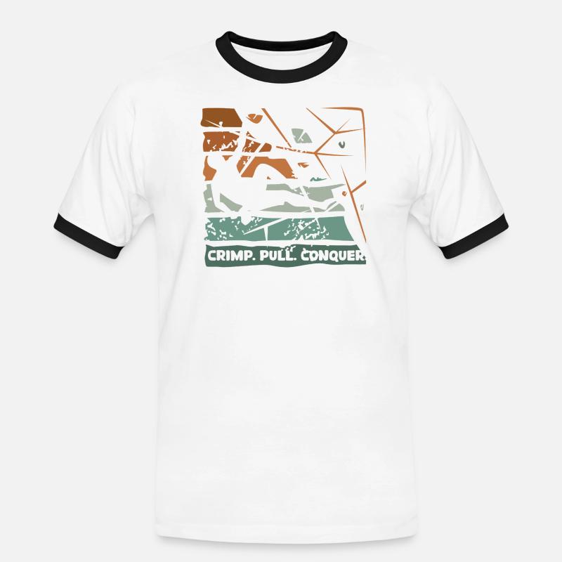 Bouldering – Crimping. Pull. Conquer. - Men's Ringer Shirt - white/black