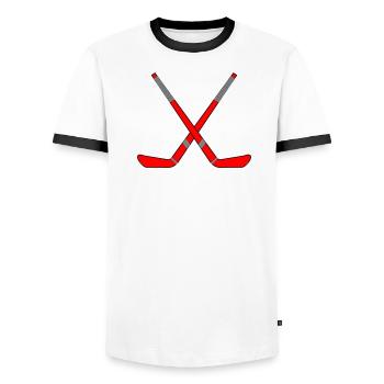 Crossed Hockey Sticks - Men's Ringer Shirt - white/black - Front - AI Model Female 172 light (172cm) & AI Model Male 178 dark (178cm)