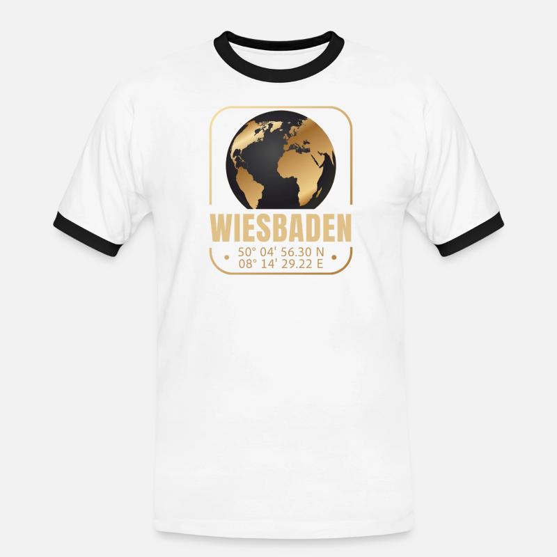 Wiesbaden - Männer Kontrast-T-Shirt - Weiß/Schwarz