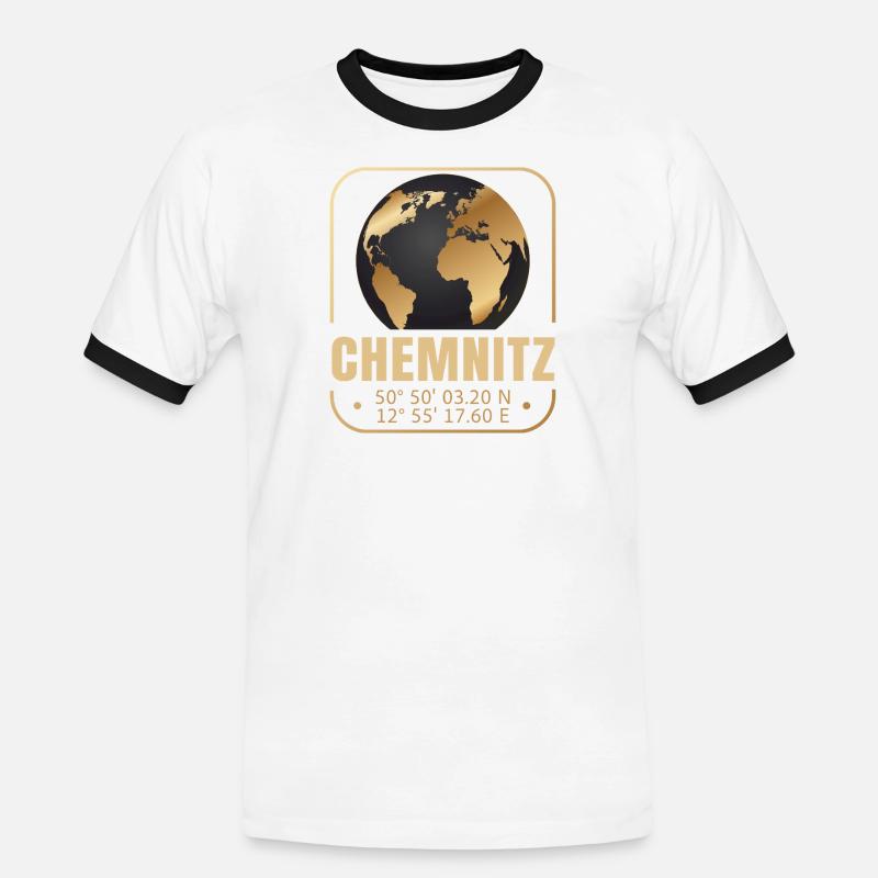 Chemnitz - Männer Kontrast-T-Shirt - Weiß/Schwarz