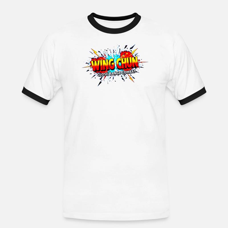 Wing Chun shirt explosion - Men's Ringer Shirt - white/black