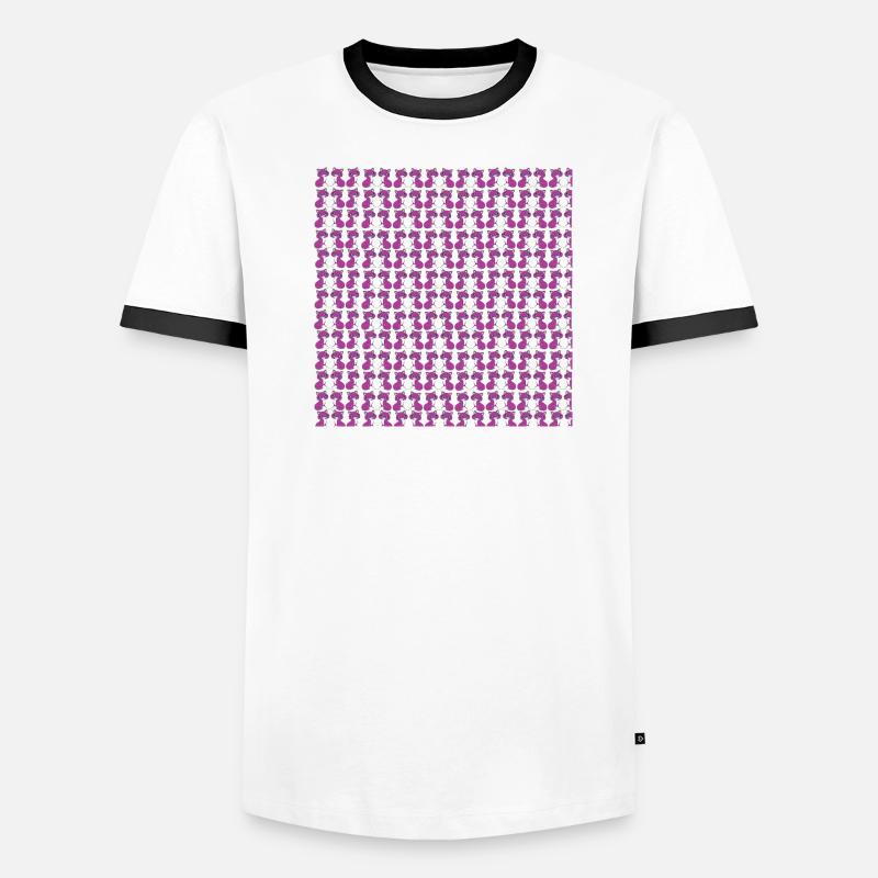 katzenmuster, langhaar katze sitzend, Samtpfote - Männer Kontrast-T-Shirt - Weiß/Schwarz