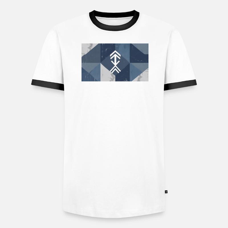 Geometric Blue Element Pattern - Men's Ringer Shirt - white/black