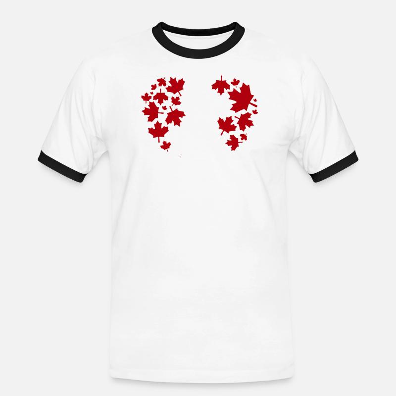 Maple Leaf Heart Pattern - Men's Ringer Shirt - white/black