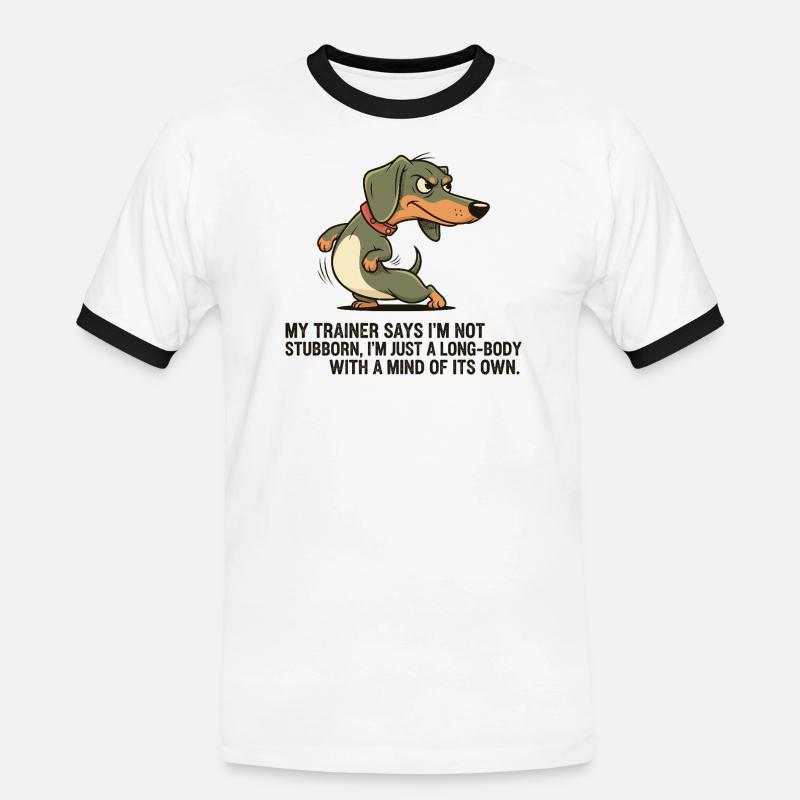 Langkörper mit eigenem Kopf - Männer Kontrast-T-Shirt - Weiß/Schwarz