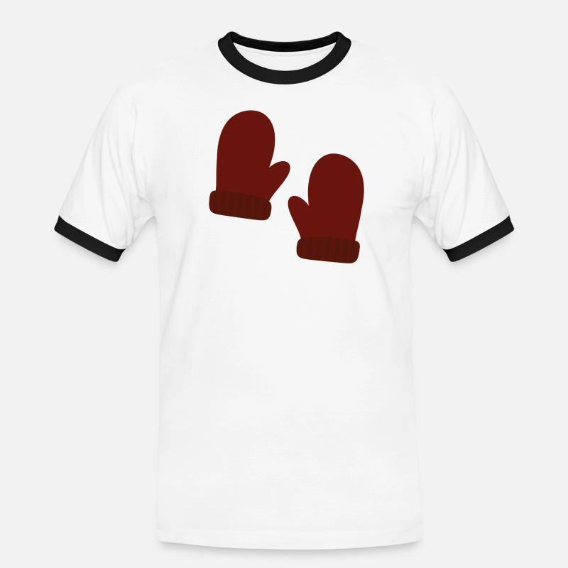 Gemütliche Winterhandschuhe Illustration - Männer Kontrast-T-Shirt - Weiß/Schwarz