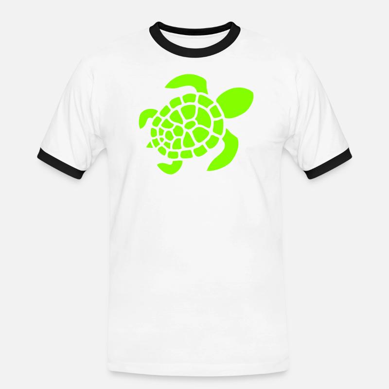 Turtle Logo Turtle Shell Pattern Icon - Men's Ringer Shirt - white/black