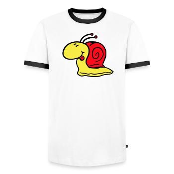 Schnecke frech Zunge rausstrecken schnell klein - Männer Kontrast-T-Shirt - Weiß/Schwarz - Vorne - AI Model Female 172 light (172cm) & AI Model Male 178 dark (178cm)