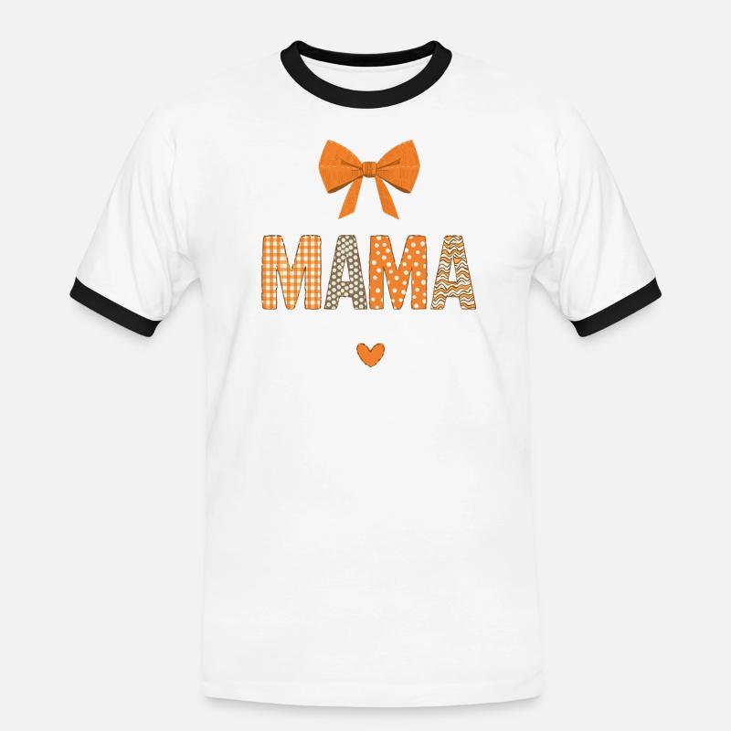 Orange Mom Patchwork Patterns - Men's Ringer Shirt - white/black