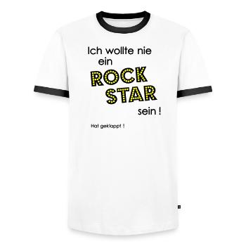 Rock Star - Men's Ringer Shirt - white/black - Front - AI Model Female 172 light (172cm) & AI Model Male 178 dark (178cm)
