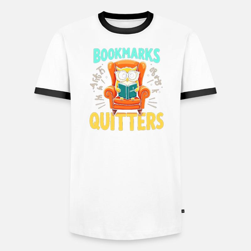 Eule Leser im Sessel Lesezeichen - Männer Kontrast-T-Shirt - Weiß/Schwarz