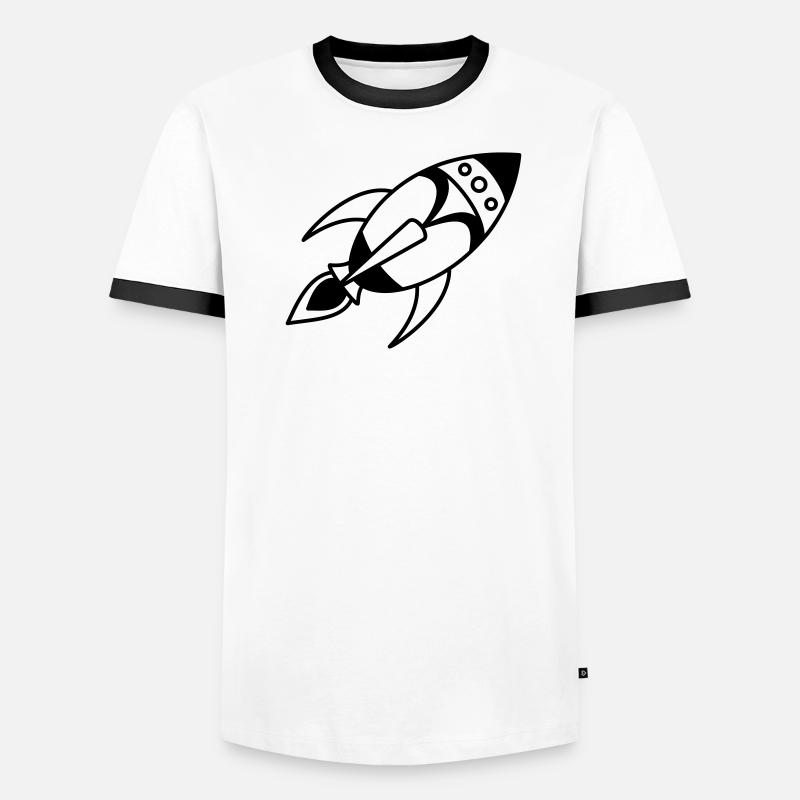 Retro Space Rocket – Space Spaceship Design - Men's Ringer Shirt - white/black
