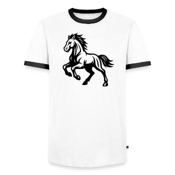 Cheval - T-shirt contrasté Homme - blanc/noir - Devant - AI Model Female 172 light (172cm) & AI Model Male 178 dark (178cm)